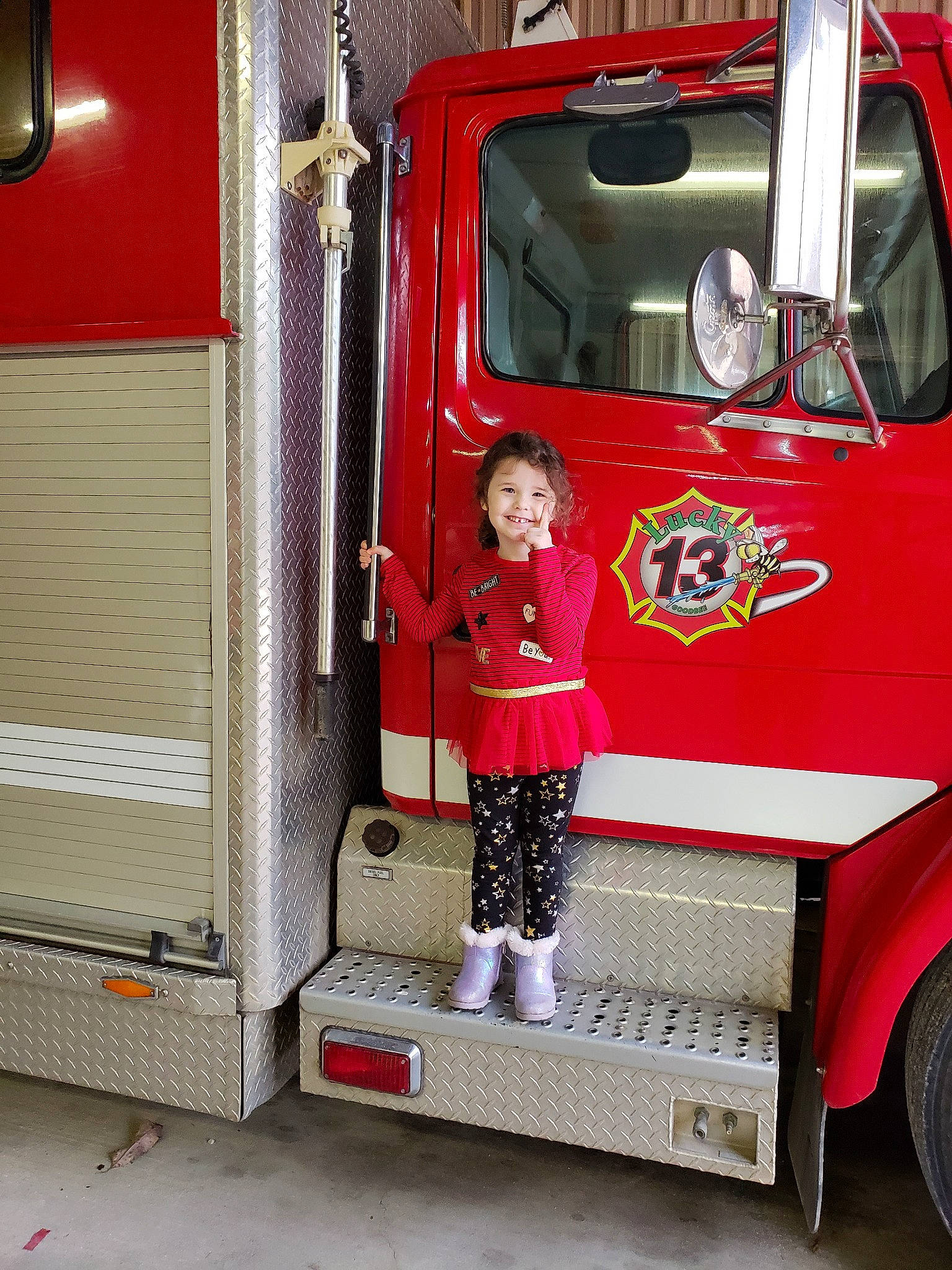 Aria Grace joined the competition — help win amazing prizes! automotive_exterior, car, commercial_vehicle, emergency_service, emergency_vehicle, fire_apparatus, fire_department, fire_station, joy, land_vehicle, mode_of_transport, motor_vehicle, person, service, truck, truck_driver, vehicle