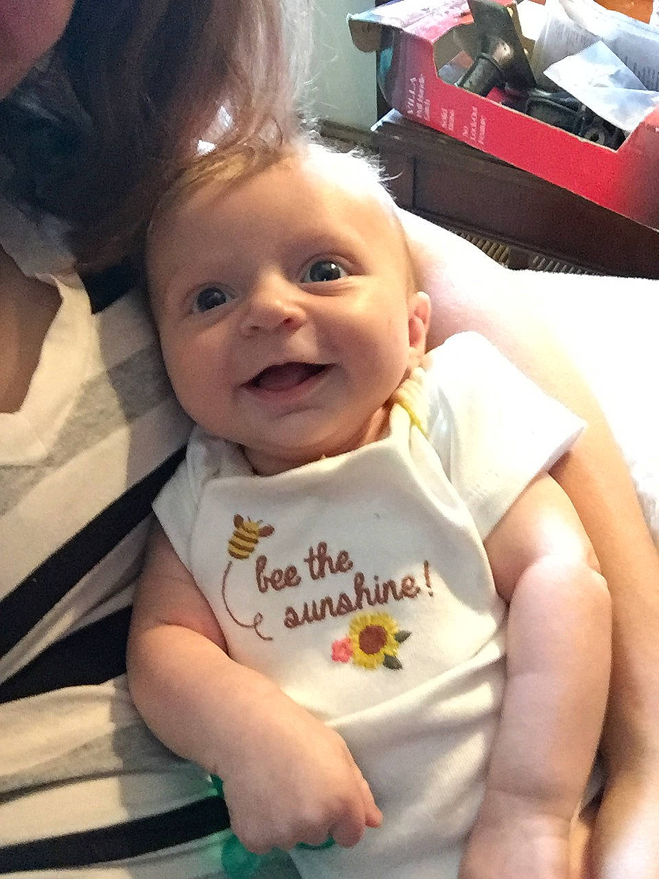 Beatrix joined the competition — help win amazing prizes! arm, baby, baby_toddler_clothing, cheek, cool, ear, eyebrow, finger, hand, happy, iris, lip, mouth, nose, person, skin, sleeve, smile, t_shirt, toddler