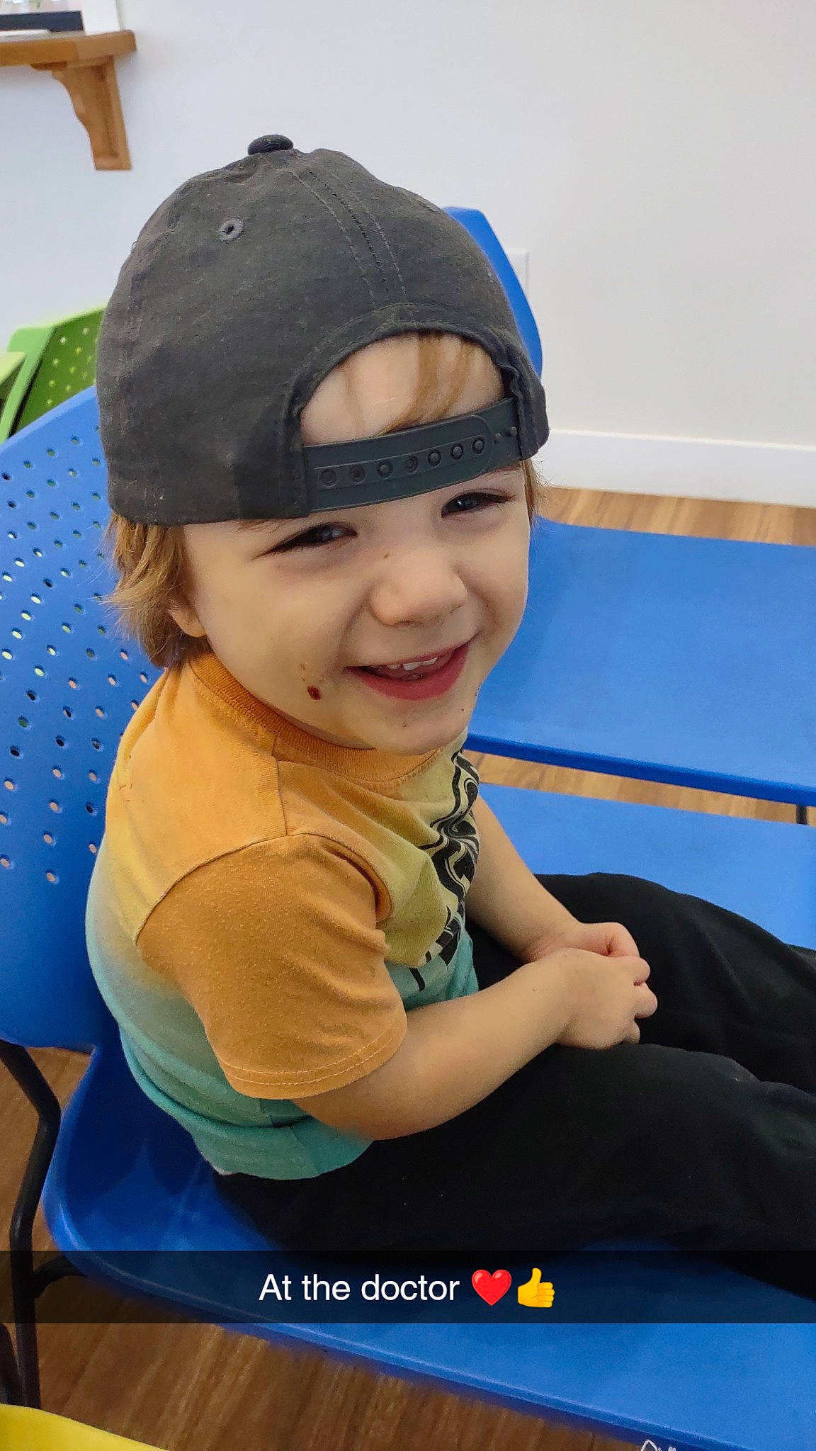 Dustin joined the competition — help win amazing prizes! blue, cap, child, chin, cool, electric_blue, eye, fashion_accessory, fun, hairstyle, happy, headwear, joy, leisure, person, recreation, room, sitting, sleeve, smile