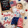 4th_of_july, american_flag, baby, blanket, blue, celebration, clothing, cute, decorations, festive, flag, holiday, infant, patriotic, person, red, shoes, smile, stars, white