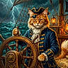 Tang joined the competition — help win amazing prizes! adventure, captain, cat, costume, eyepatch, fantasy, hat, illustration, lantern, lightning, ocean, pirate, sailing, screenshot, ship, steering_wheel, storm, treasure_map, waves, wooden_deck