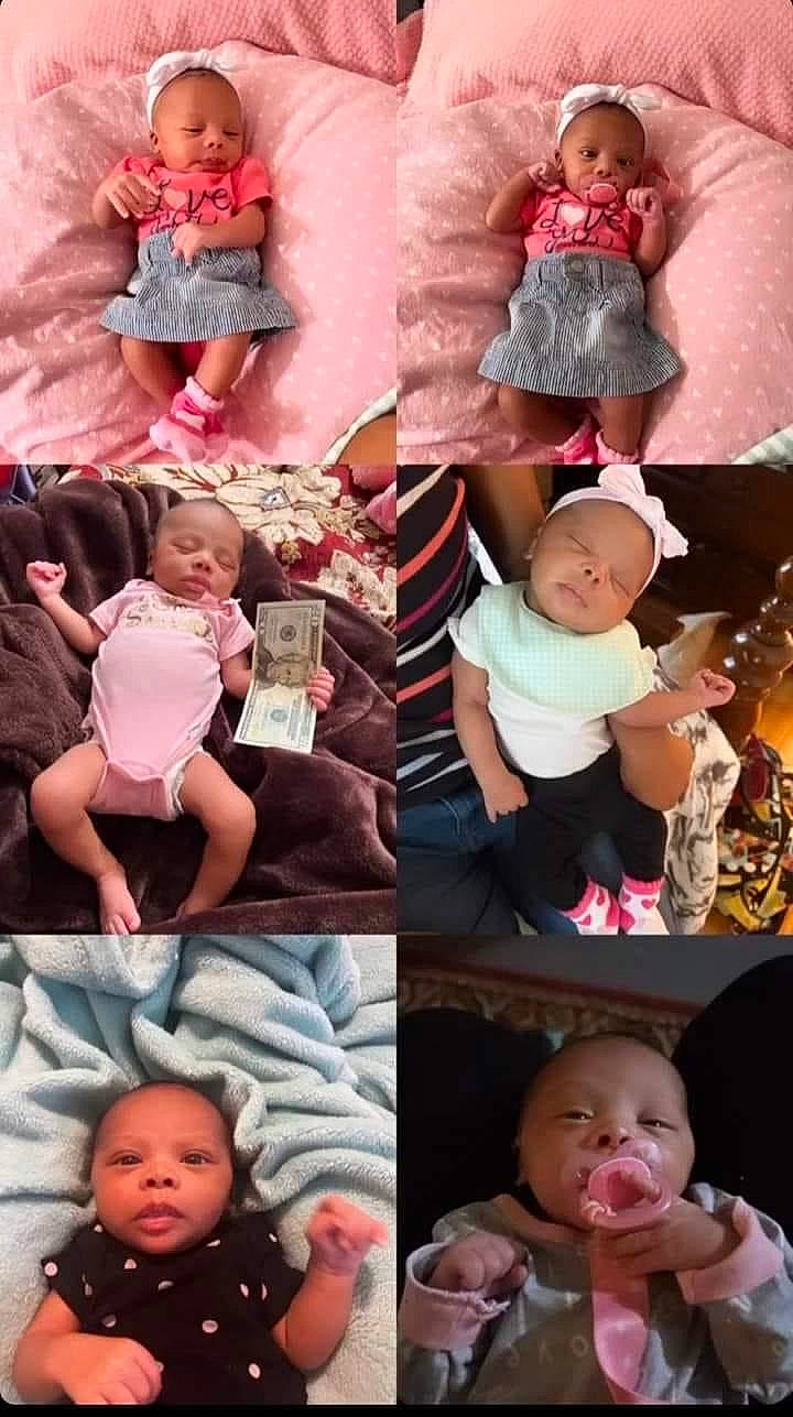 Kehlani is registered to the contest to win money with this photo: baby, baby_toddler_clothing, cheek, child, clothing, face, facial_expression, hand, head, human, people, person, photograph, pink, product, purple, skin, sleeve, toddler, white