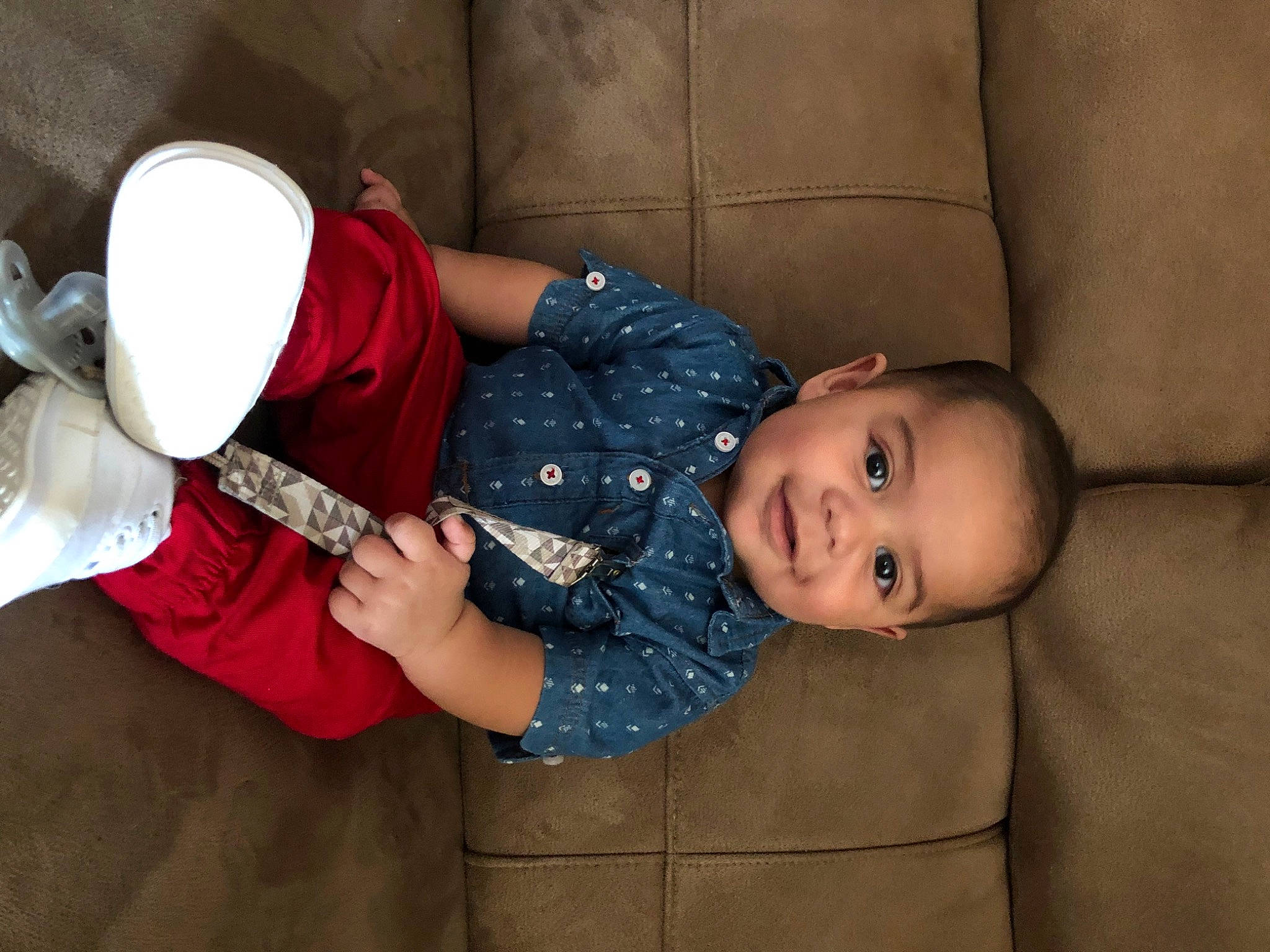 Nathaniel joined the competition — help win amazing prizes! baby, baby_toddler_clothing, carmine, cheek, child, comfort, elbow, fun, happy, hat, headgear, human_body, joy, pattern, person, sitting, skin, sleeve, smile, toddler