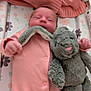 Poppy joined the competition — help win amazing prizes! baby, infant, pink_onesie, stuffed_animal, gray_bunny, baby_wipes, blanket, knitted_blanket, floral_pattern, baby_care, soft_toys, newborn, lying_down, cute, child, smiling, baby_product, nursery, comfort, toddler