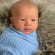 Elyjah is registered to the contest to win money with this photo: baby, blue_blanket, child, cozy, cute, eyes, face, fur, head, indoors, infant, newborn, peaceful, portrait, resting, skin, small, soft_texture, warm, wrapped