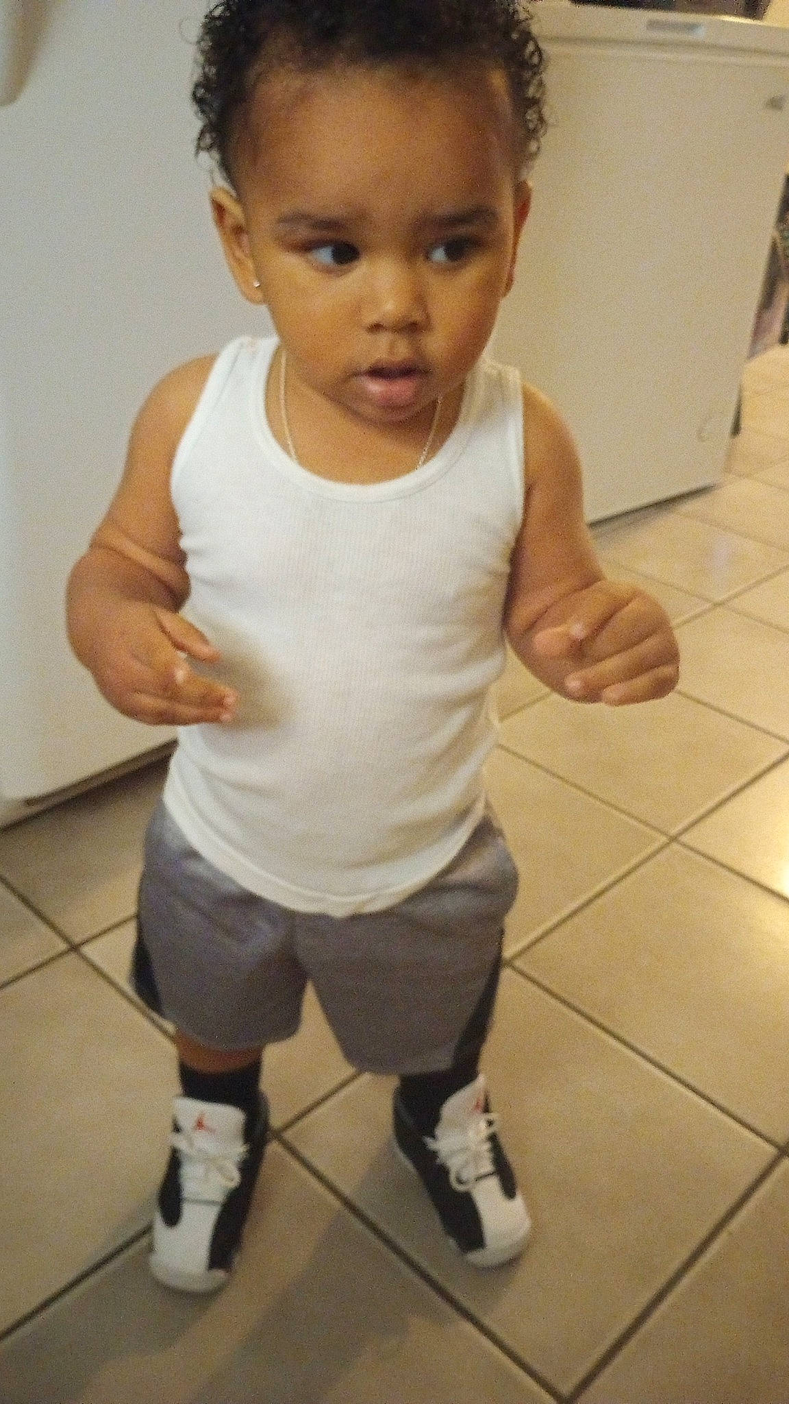 Jayceon joined the competition — help win amazing prizes! active_shorts, active_tank, baby_toddler_clothing, cheek, chest, eye, eyelash, face, flooring, footwear, gesture, hair, happy, knee, nose, person, shoe, shorts, sleeve, thigh