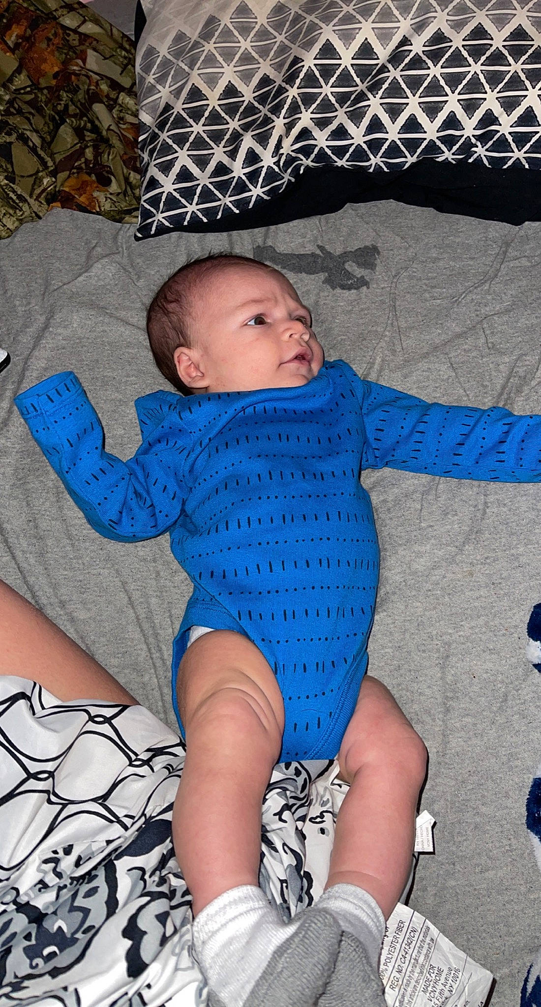 Waylon joined the competition — help win amazing prizes! arm, baby, baby_toddler_clothing, black, blue, child, comfort, electric_blue, finger, iris, joint, leg, organ, person, skin, sleeve, sock, thigh, thumb, toddler
