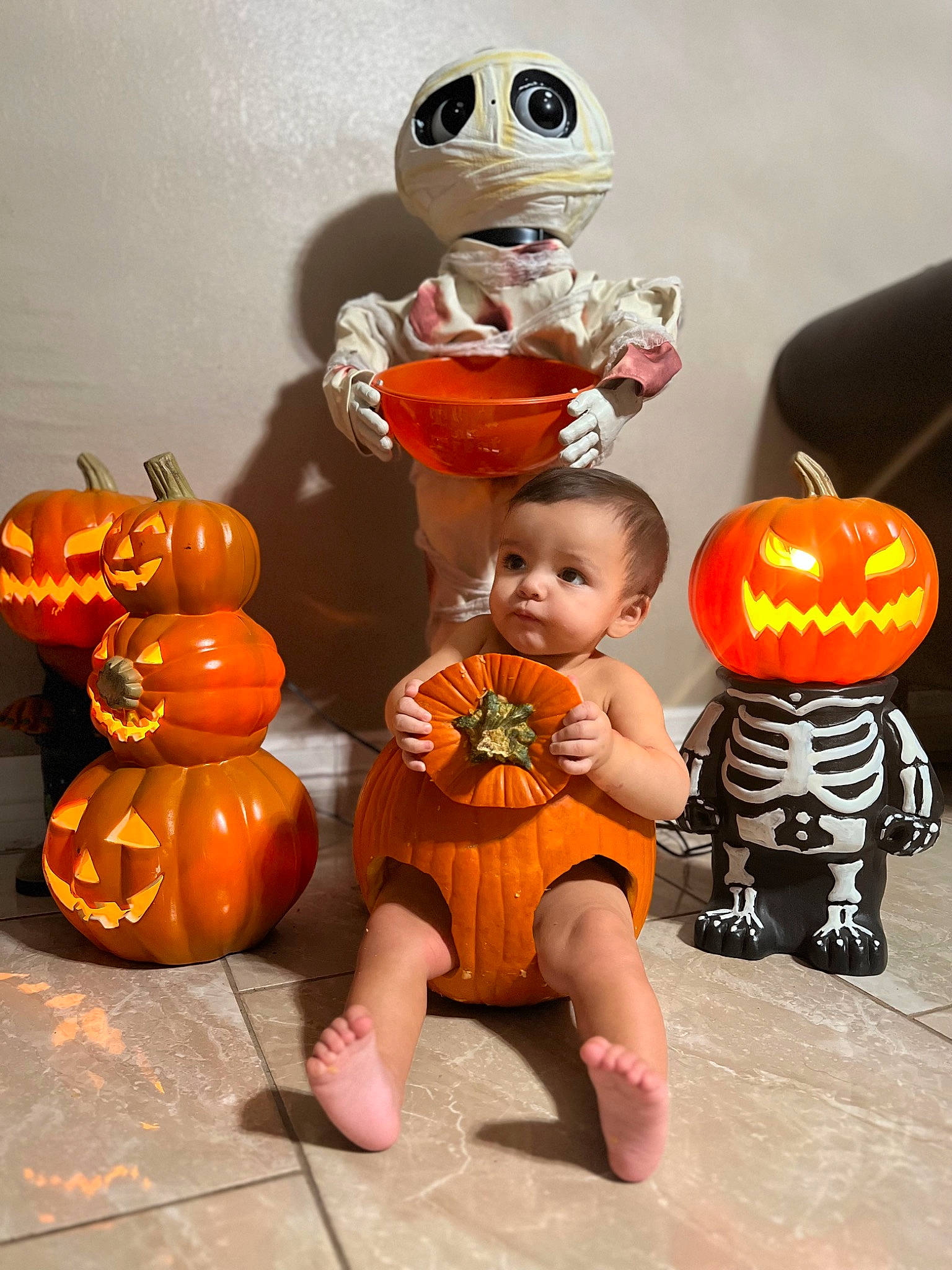 Nickolas joined the competition — help win amazing prizes! art, baby, calabaza, child, cucurbita, flooring, gourd, head, jack_o_lantern, orange, person, plant, pumpkin, room, squash, toddler, toy, trick_or_treat, vegetable, winter_squash