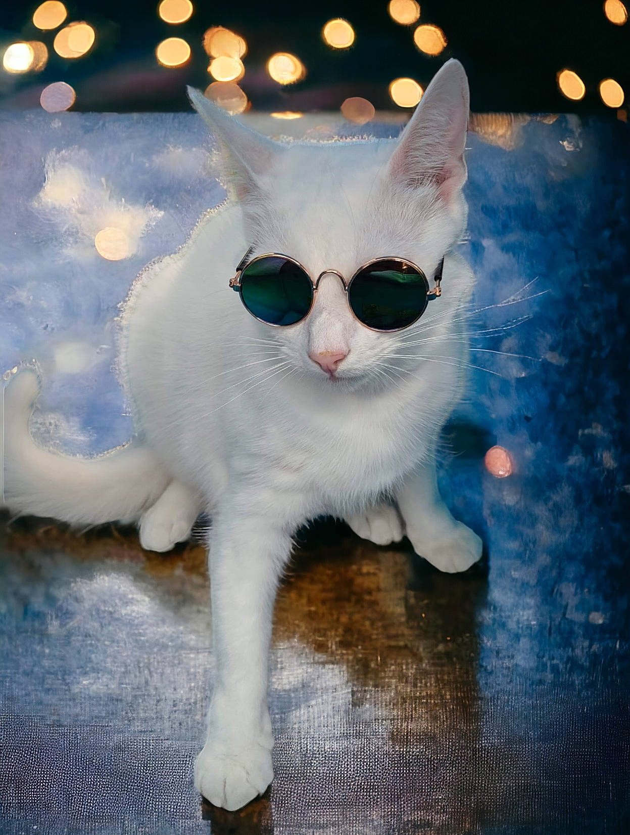 Drogo is registered to the contest to win money with this photo: art, carnivore, cat, electric_blue, event, eyewear, fawn, felidae, fur, glasses, pattern, paw, photo_caption, small_to_medium_sized_cats, snout, tail, whiskers, winter