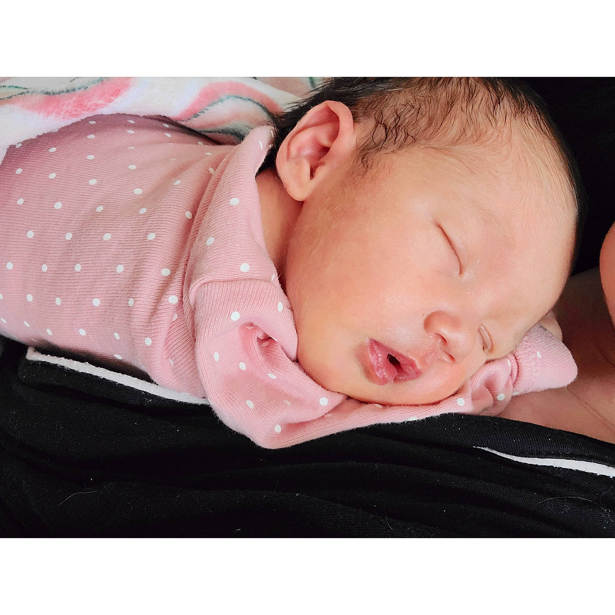 Estelle joined the competition — help win amazing prizes! baby, baby_products, baby_sleeping, baby_toddler_clothing, bedtime, cheek, child, collar, comfort, eyelash, flesh, gesture, happy, linens, nap, pattern, person, pink, sleeve, textile