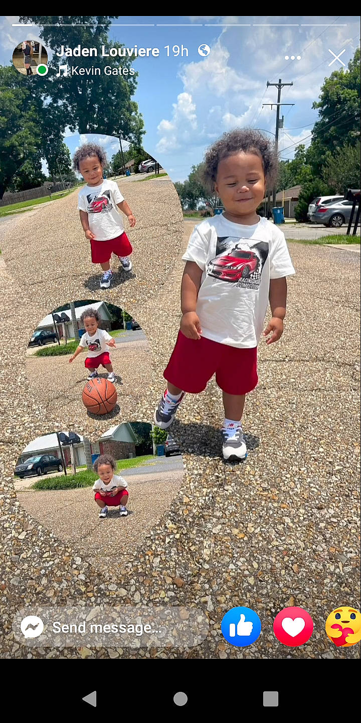 Ricky is registered to the contest to win money with this photo: asphalt, car, child, cloud, fun, games, grass, happy, joy, leisure, person, plant, play, recreation, shorts, sky, sneakers, soil, t_shirt, toddler