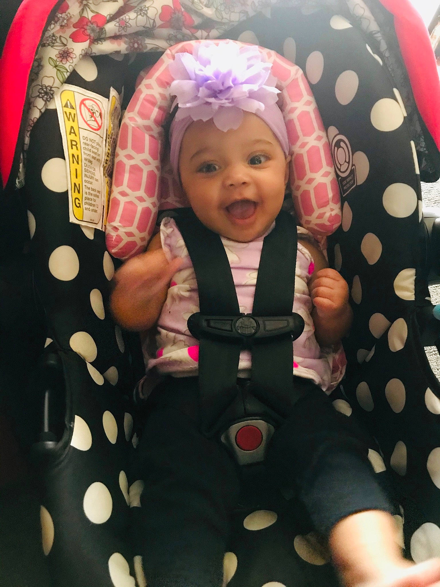 Angelique joined the competition — help win amazing prizes! baby, baby_carriage, baby_in_car_seat, baby_products, car_seat, cheek, child, pattern, person, pink, play, product, toddler