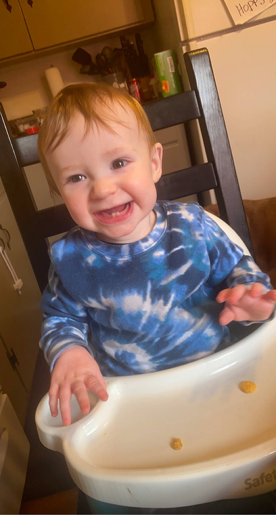Rhett is registered to the contest to win money with this photo: baby, baby_toddler_clothing, cheek, child, comfort, drawer, facial_expression, fun, home_appliance, joy, kitchen_appliance, person, plastic, play, room, sitting, sleeve, smile, t_shirt, thumb