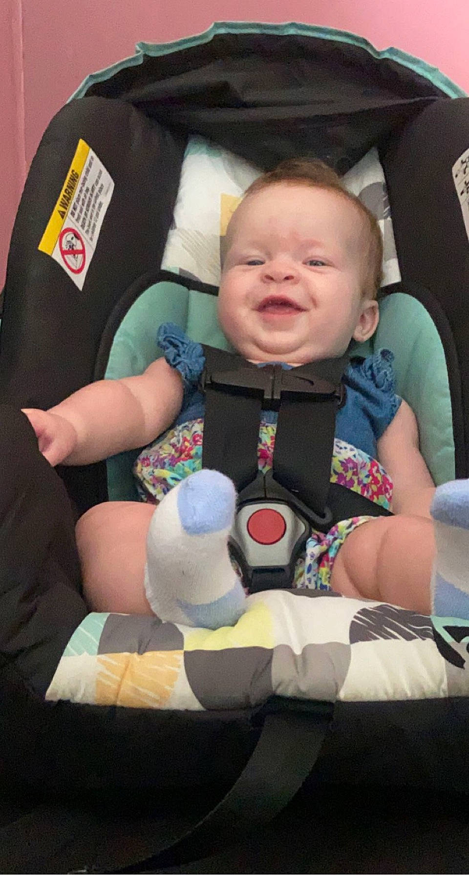 Khaleesi joined the competition — help win amazing prizes! auto_part, baby, baby_carriage, baby_in_car_seat, baby_products, baby_safety, baby_toddler_clothing, car_seat, cheek, child, comfort, happy, person, seat_belt, sitting, sleeve, smile, textile, toddler