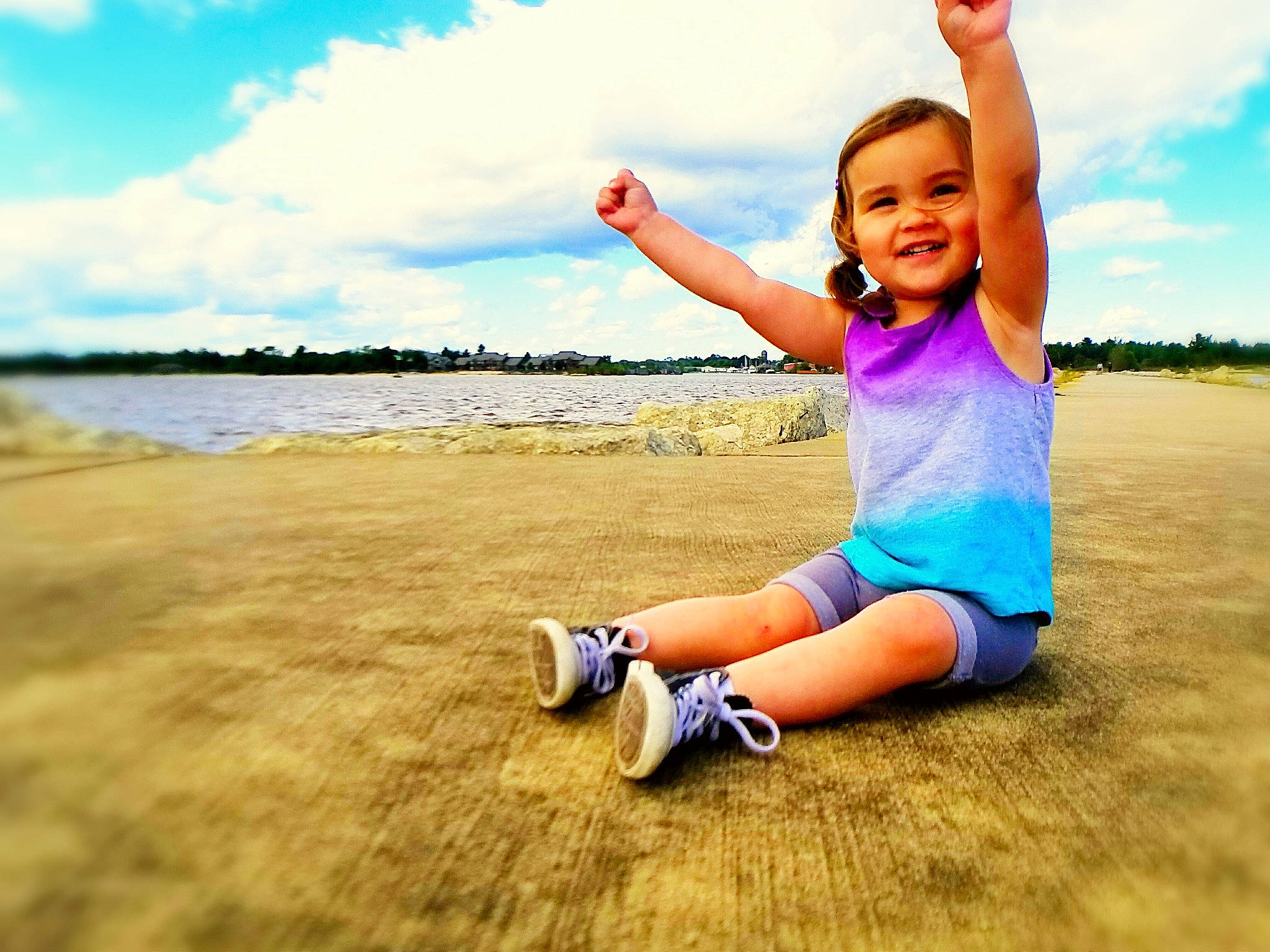 Fia joined the competition — help win amazing prizes! beach, cloud, flash_photography, fun, gesture, grass, happy, horizon, joy, knee, landscape, leg, leisure, people_in_nature, person, recreation, shoe, sky, smile, sunlight