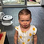Athena a rejoint le concours — aidez-le/la à gagner de superbes lots ! blue_eyes, child, cute, expression, floor_tiles, funny_face, glass_door, home, indoors, lemon_pattern, person, play_area, potty_chair, pout, standing, toddler, toys, wet_hair, white_outfit, yellow_prints