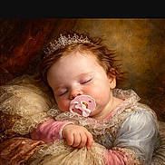 Aizzley joined the competition — help win amazing prizes! baby, sleeping, pacifier, crown, lace, portrait, child, infant, costume, dress, soft_lighting, peaceful, classic, vintage_style, cute, hands, face, head, indoors, resting