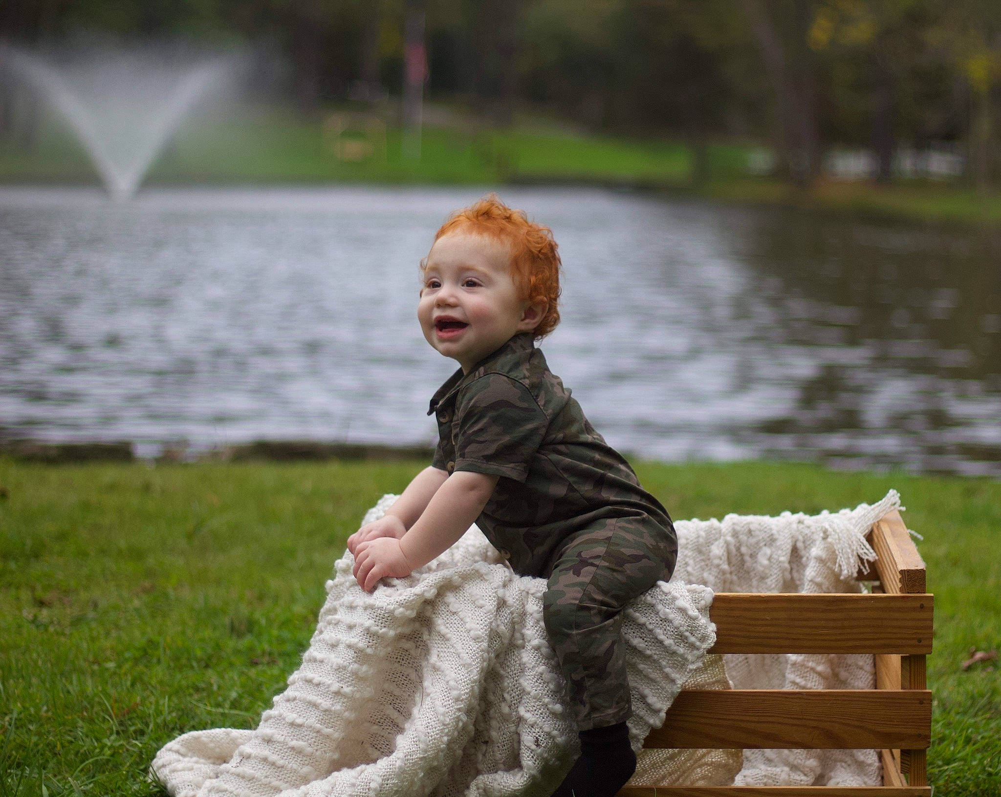 Levi joined the competition — help win amazing prizes! baby, baby_toddler_clothing, bank, dress, flash_photography, grass, green, hairstyle, happy, human, lake, leg, leisure, people_in_nature, person, plant, smile, standing, tree, water