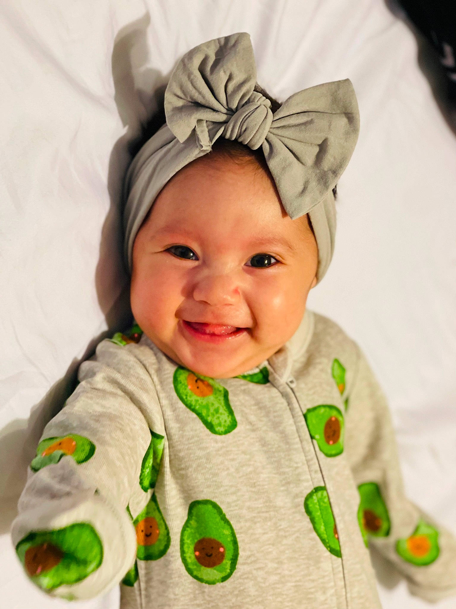 Laura joined the competition — help win amazing prizes! baby, baby_toddler_clothing, cheek, child, clothing, collar, costume_hat, eyebrow, face, happy, head, headpiece, headwear, jacket, linens, outerwear, pattern, person, sleeve, smile