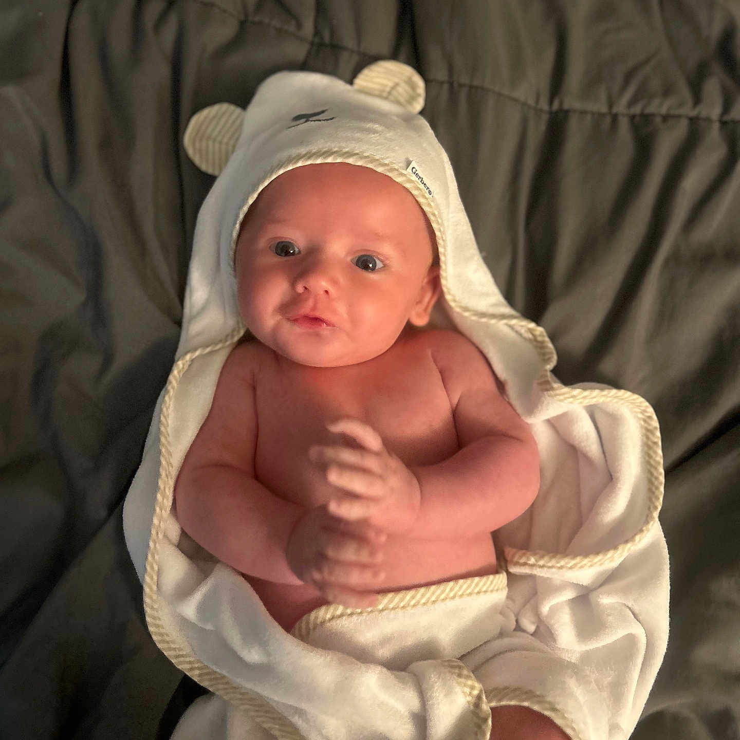 Roman joined the competition — help win amazing prizes! baby, infant, towel, hood, blanket, bed, quilt, cute, skin, child, newborn, wrapped, soft, indoors, portrait, person, young, expression, hands, warm