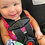 Danielle is registered to the contest to win money with this photo: arm, baby, car_seat, child, closeup, cute, face, hand, happy, harness, indoor, infant, mittens, pink_clothing, portrait, safety, seatbelt, skin, smile, young_child