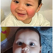 Jaxson is registered to the contest to win money with this photo: baby, child, face, smile, tongue_out, indoor, cute, portrait, infant, happy, closeup, rosy_cheeks, sweater, blanket, person, head, eyes, skin, expression, playful