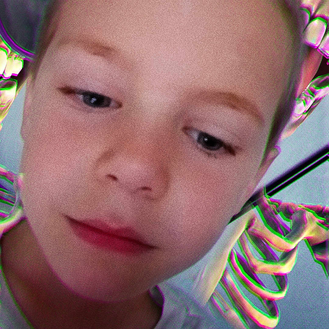 Issac joined the competition — help win amazing prizes! background, boy, casual_clothing, child, closeup, costume, digital_artifact, expressionless, face, glitch_effect, halloween, head, human, indoor, portrait, selfie, skeleton, skin, spooky, young
