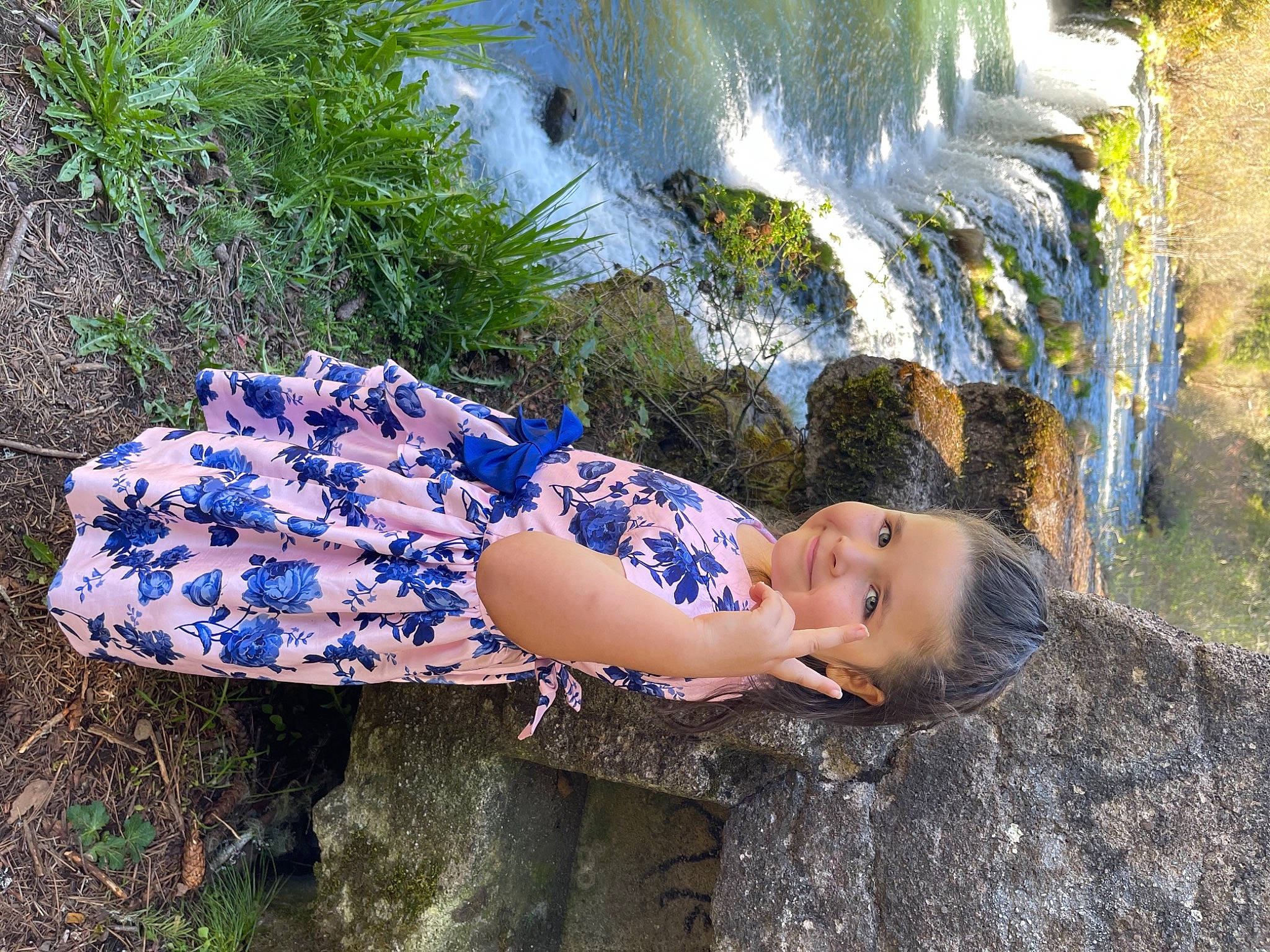 Ellarose is registered to the contest to win money with this photo: beauty, child, electric_blue, facial_expression, fawn, fun, grass, hairstyle, happy, human_leg, joy, landscape, leisure, people_in_nature, person, plant, recreation, rock, smile, soil