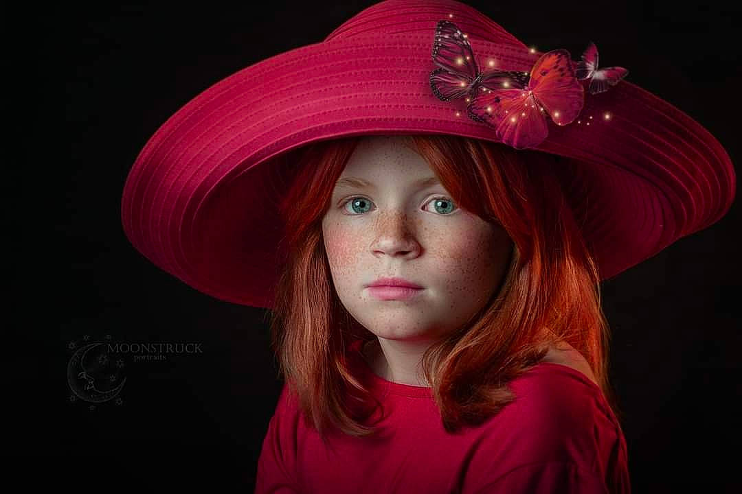Avianna joined the competition — help win amazing prizes! chin, clothing, costume_hat, cowboy_hat, electric_blue, eyelash, fashion_accessory, flash_photography, fun, happy, hat, headgear, lip, magenta, person, pink, portrait_photography, purple, sun_hat, toddler