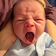 Noah joined the competition — help win amazing prizes! baby, newborn, yawning, face, expression, sweater, clothing, skin, head, hair, infant, cute, closeup, person, sleepy, blanket, indoors, soft, resting, portrait