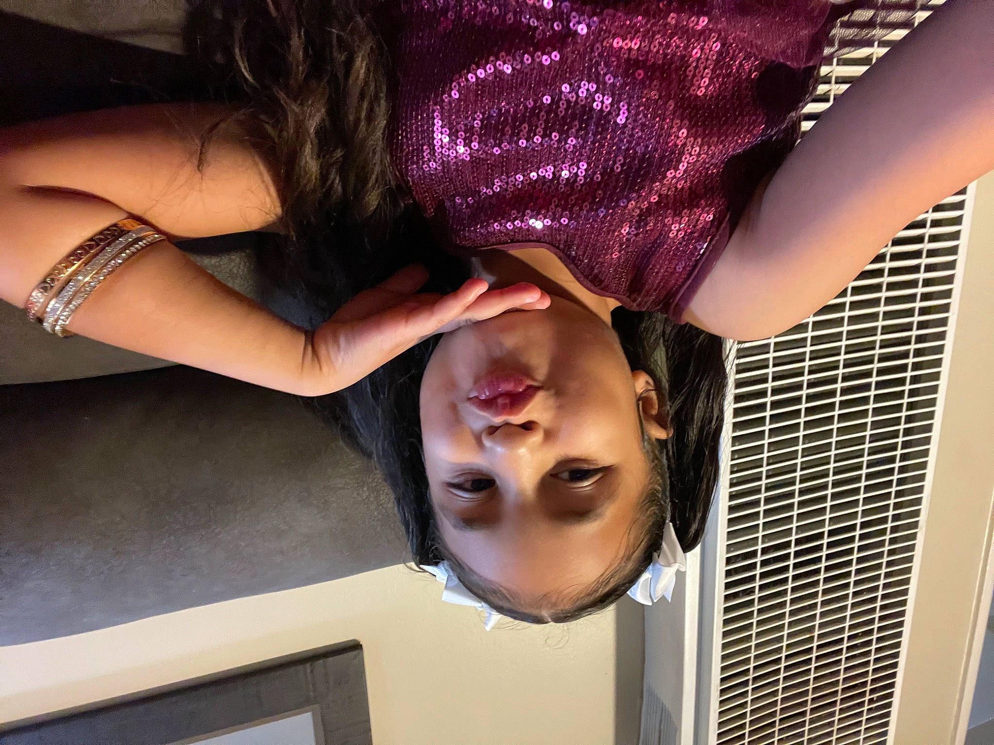 Jaylani joined the competition — help win amazing prizes! arm, black_hair, cool, eyelash, eyewear, finger, gesture, hair, hairstyle, hand, happy, jaw, joy, lip, mouth, neck, person, purple, shoulder, skin