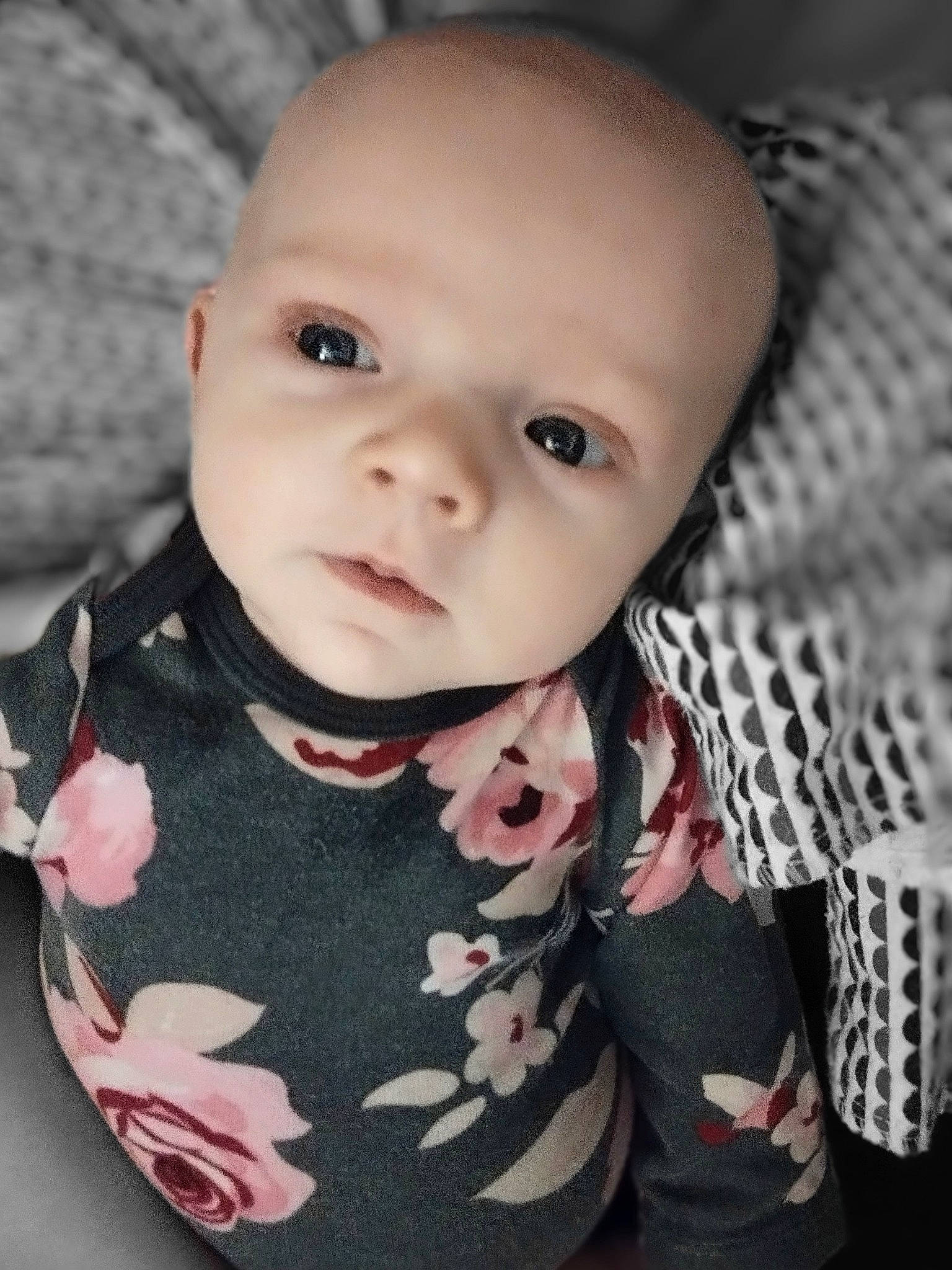 Kaydence is registered to the contest to win money with this photo: baby, baby_toddler_clothing, cheek, chin, collar, dress, eyebrow, eyelash, face, flash_photography, hairstyle, happy, iris, lip, mouth, nose, outerwear, person, skin, sleeve