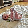 baby, blanket, child, clothing, cozy, curtain, cute, floor, foot, furniture, hand, home, indoors, infant, lace, lying_down, person, soft, toddler, wooden_floor