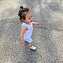 Zelyiana joined the competition — help win amazing prizes! toddler, child, curly_hair, white_tank_top, colorful_shorts, sock, barefoot, walking, outdoor, gravel, sunlight, shadow, side_view, casual_clothing, young_child, summer, cute, small_person, person, daytime