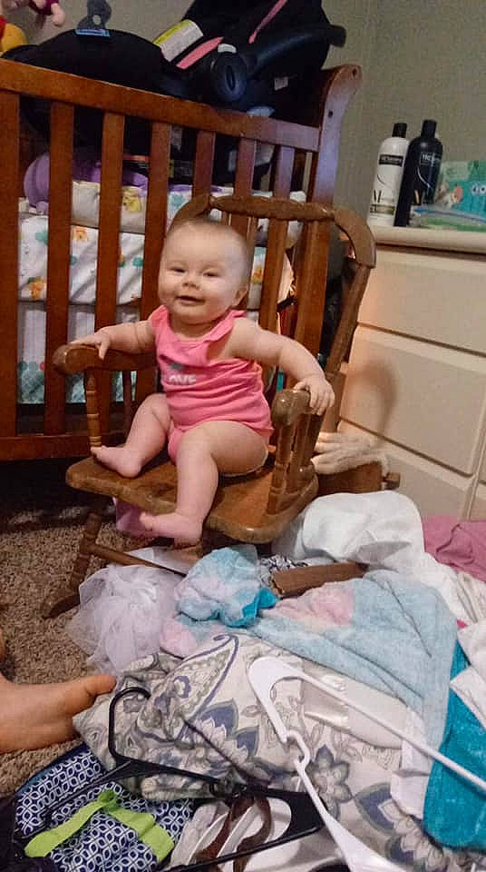 Nevaeh joined the competition — help win amazing prizes! baby, baby_toddler_clothing, chair, child, comfort, event, fun, happy, human_leg, joy, lap, leg, leisure, person, pink, shorts, sitting, skin, smile, thumb