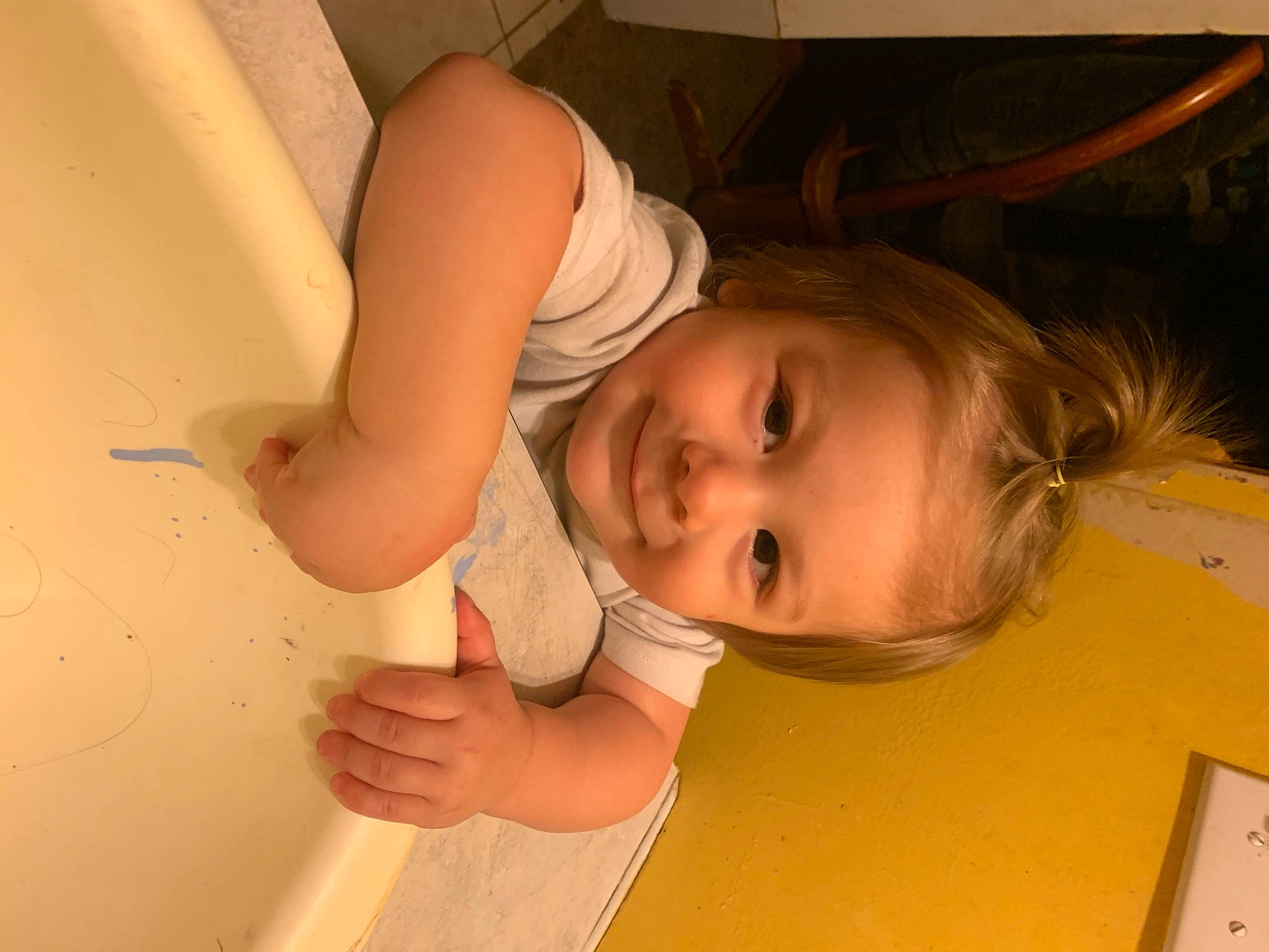 Cayson is registered to the contest to win money with this photo: baby, baby_toddler_clothing, bathing, cheek, child, comfort, elbow, finger, flooring, fun, happy, joy, lip, mouth, nose, person, room, skin, smile, thumb