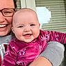 Emily joined the competition — help win amazing prizes! baby, infant, child, adult, woman, smiling, happy, portrait, selfie, indoor, window, blinds, magenta_clothing, fleece_outfit, arms, cuddling, family, face, photography, joy