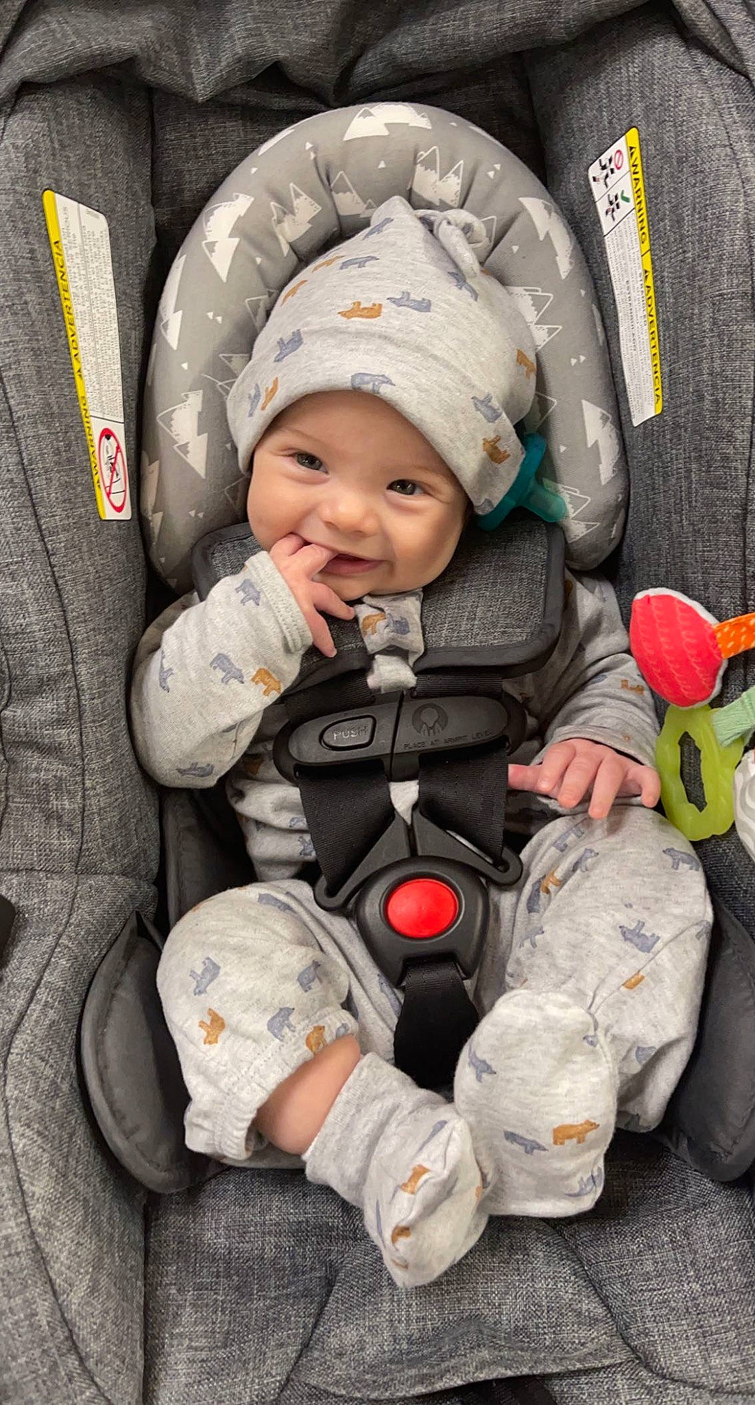 Braylin joined the competition — help win amazing prizes! auto_part, baby, baby_carriage, baby_in_car_seat, baby_products, baby_toddler_clothing, cap, car_seat, carmine, child, comfort, fun, happy, headgear, headwear, person, personal_protective_equipment, product, sitting, smile