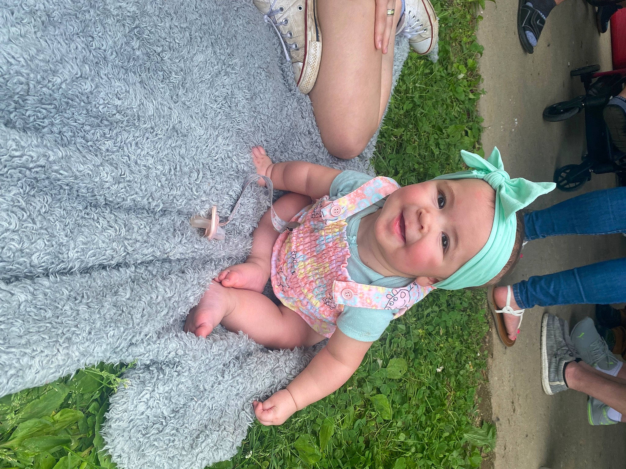 Lorelai joined the competition — help win amazing prizes! arm, baby, baby_toddler_clothing, fun, grass, green, groundcover, hand, happy, headwear, human_leg, joy, lawn, leisure, people_in_nature, person, plant, shoe, smile, thigh