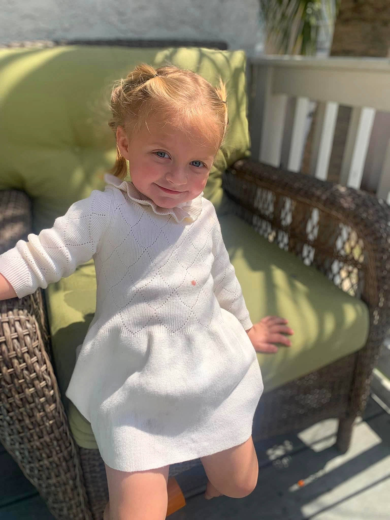 Indy joined the competition — help win amazing prizes! baby, baby_toddler_clothing, blond, cheek, comfort, day_dress, dress, eye, face, fun, happy, head, iris, leg, one_piece_garment, person, skin, sleeve, smile, t_shirt