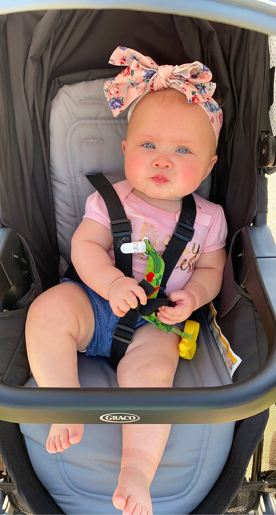 Kallie joined the competition — help win amazing prizes! arm, auto_part, baby, baby_carriage, baby_toddler_clothing, beauty, car_seat, chair, child, comfort, hand, headwear, human_body, lap, leg, people, person, product, seat_belt, skin