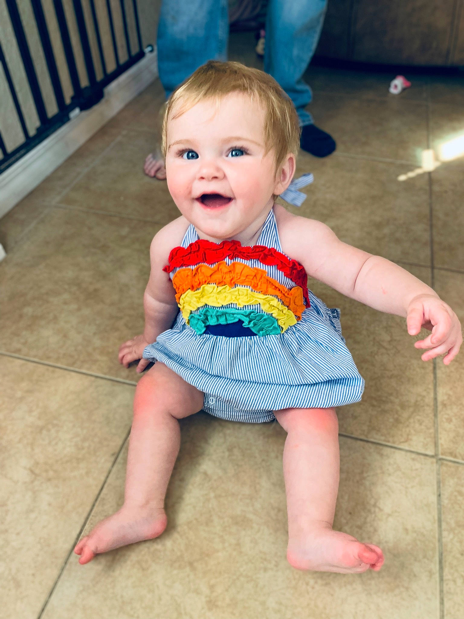 Cynthia joined the competition — help win amazing prizes! baby_toddler_clothing, blue, cheek, face, facial_expression, finger, floor, flooring, fun, happy, head, human_body, iris, joint, leg, person, pink, skin, sleeve, smile