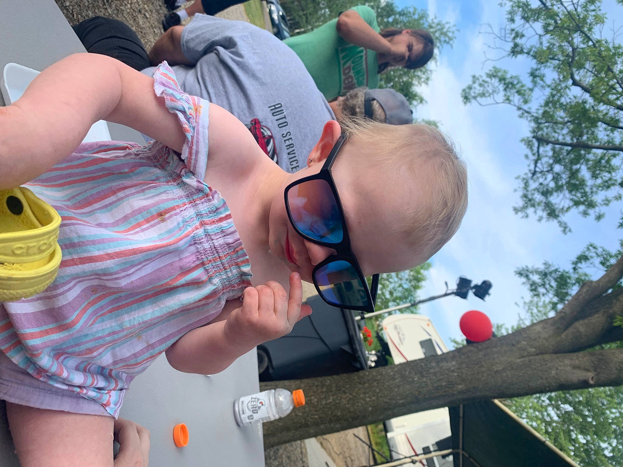 Ivy joined the competition — help win amazing prizes! daytime, elbow, event, eyewear, fun, glasses, goggles, happy, hat, leisure, person, plant, public_event, recreation, shorts, sky, sunglasses, t_shirt, thigh, tree