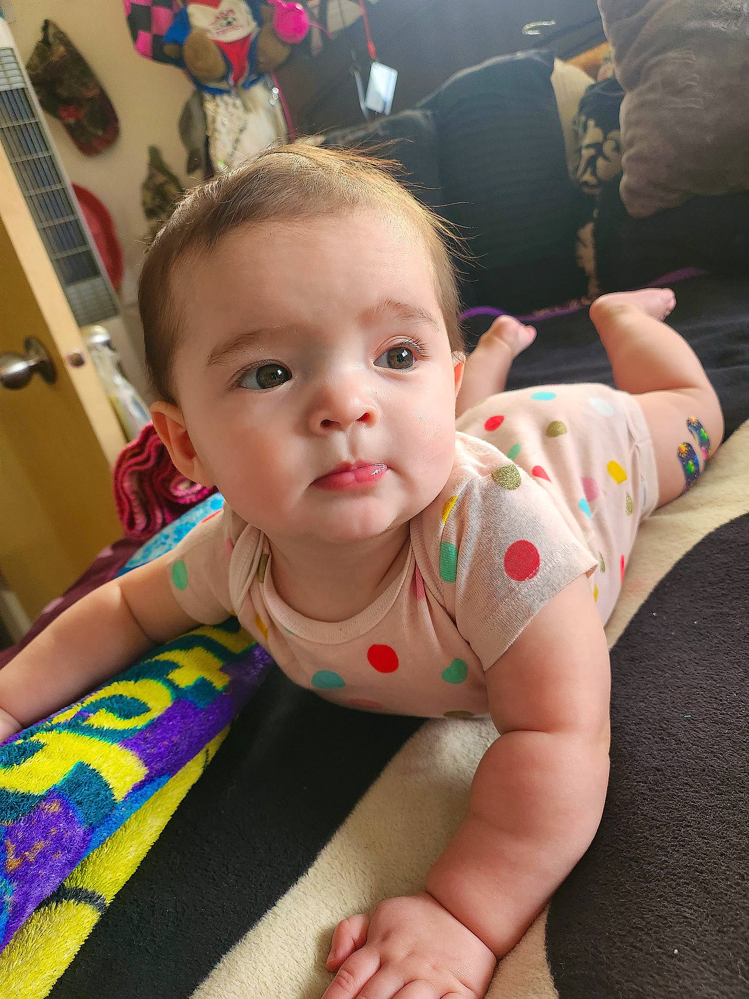 Inari joined the competition — help win amazing prizes! baby, baby_toddler_clothing, cheek, dress, eye, facial_expression, finger, floor, flooring, fun, hairstyle, happy, iris, mouth, neck, person, plant, product, skin, toddler