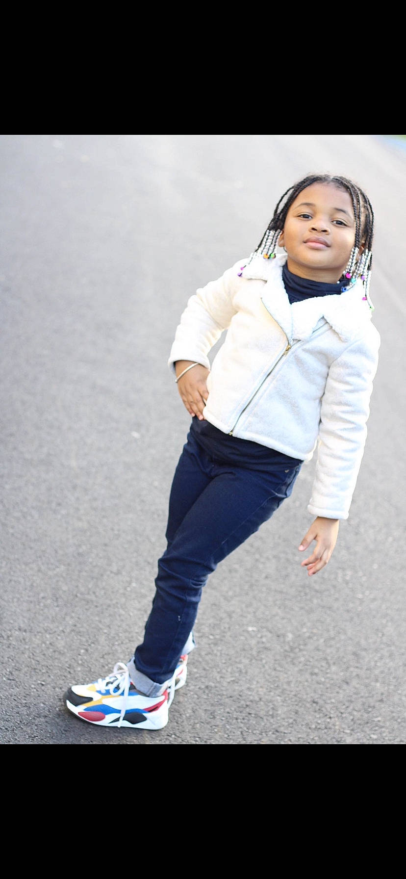 Jaedyn joined the competition — help win amazing prizes! beauty, blue, cheek, child, cool, fashion, footwear, fun, jeans, nose, outerwear, people, person, photography, shoe, skin, smile, sportswear, standing, street_fashion