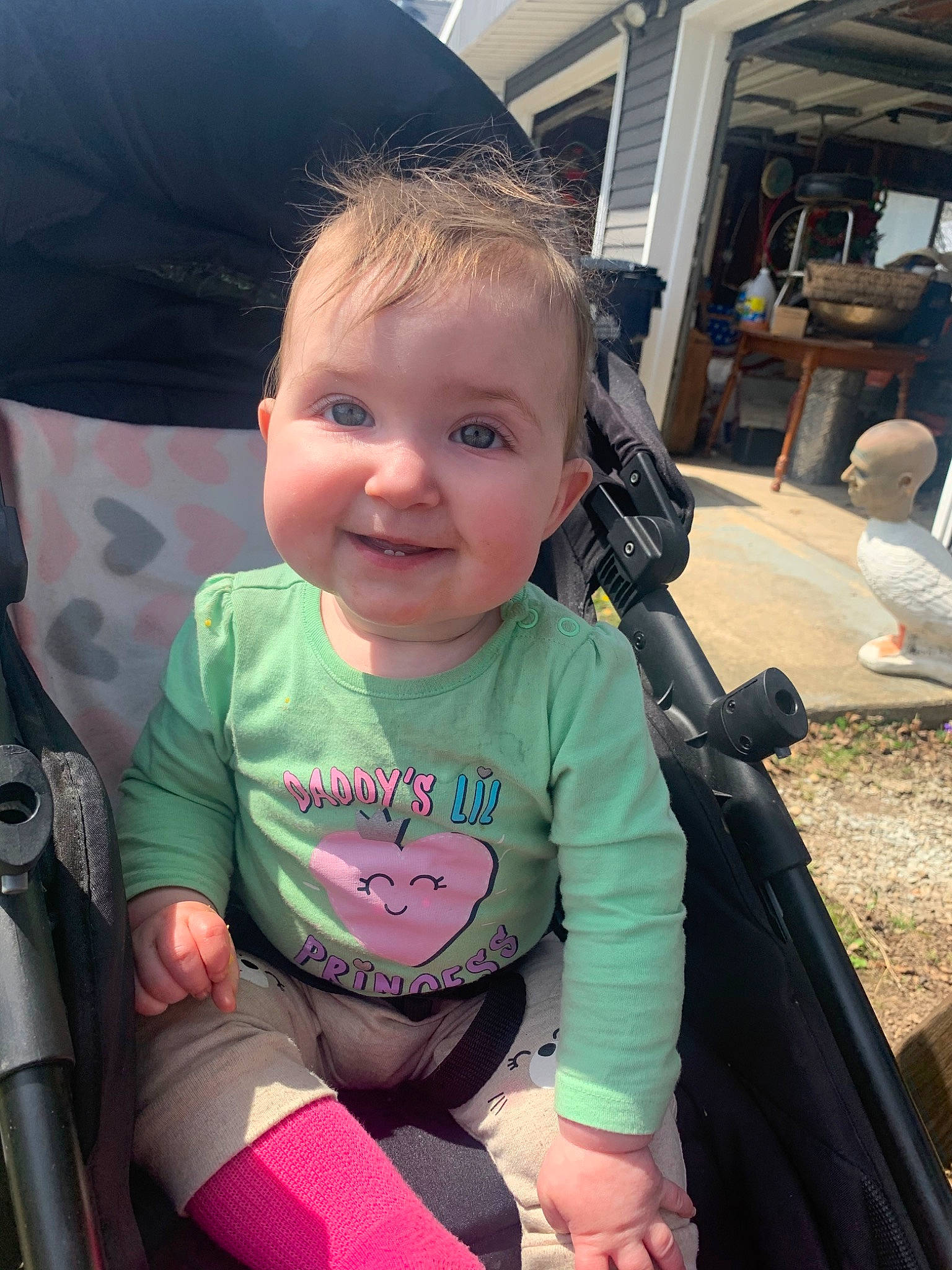 Kinzley is registered to the contest to win money with this photo: baby, baby_carriage, baby_products, car_seat, cheek, child, cool, eye, face, head, joy, lip, person, pink, product, sitting, skin, smile, t_shirt, toddler