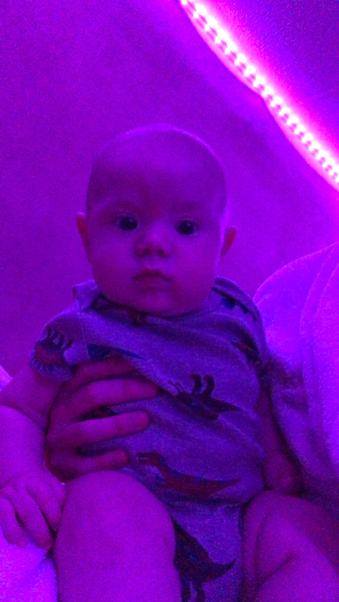 Leighton joined the competition — help win amazing prizes! art, baby, baby_toddler_clothing, cheek, child, comfort, electric_blue, fun, magenta, person, pink, purple, room, sitting, sleeve, toddler, violet