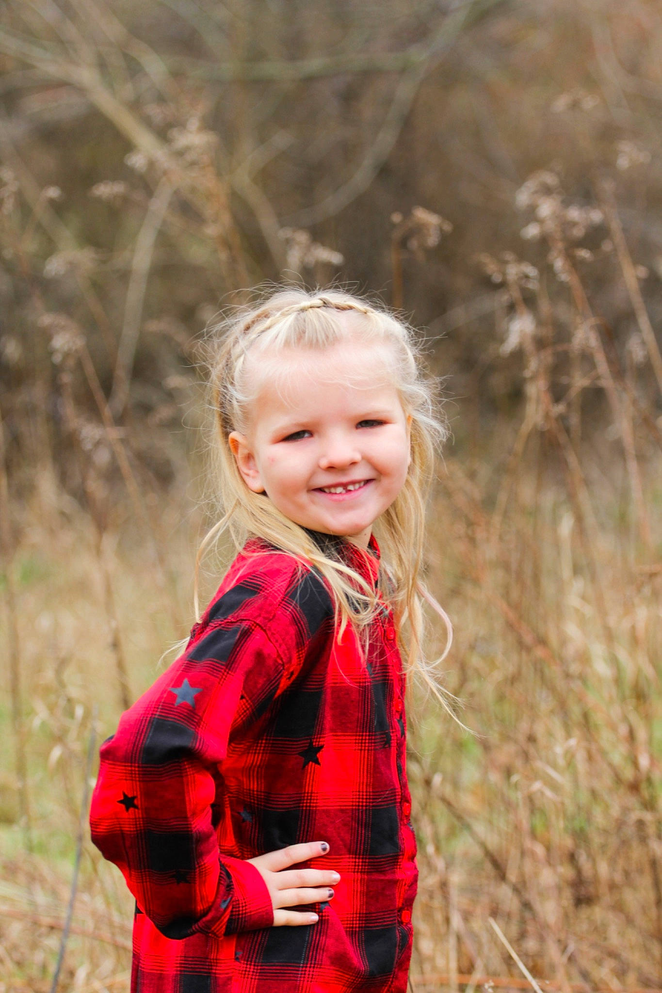 Brailynn is registered to the contest to win money with this photo: blond, child, child_model, design, face, facial_expression, grass, grass_family, happy, joy, pattern, people_in_nature, person, photograph, photography, plaid, portrait, portrait_photography, red, smile