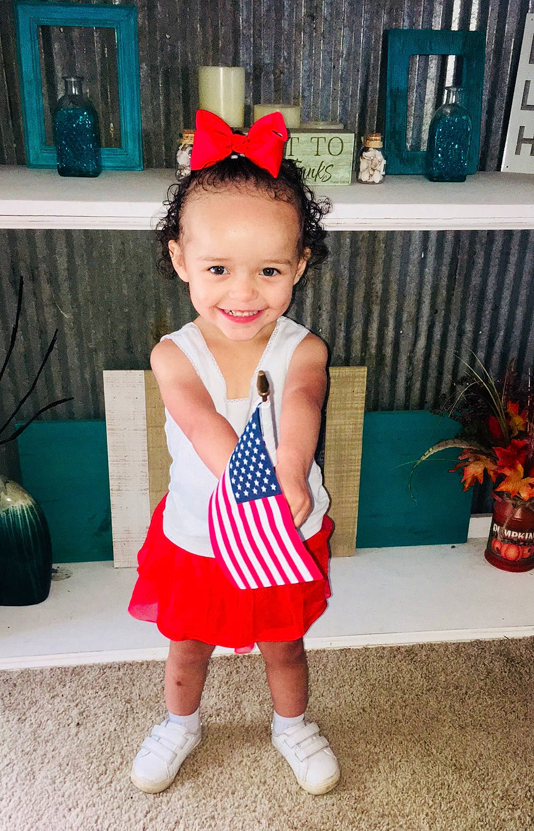 Brayleigh joined the competition — help win amazing prizes! baby_toddler_clothing, blue, bookcase, dress, electric_blue, event, face, facial_expression, flowerpot, fun, hairstyle, happy, head, houseplant, human_leg, joy, person, room, shelf, smile