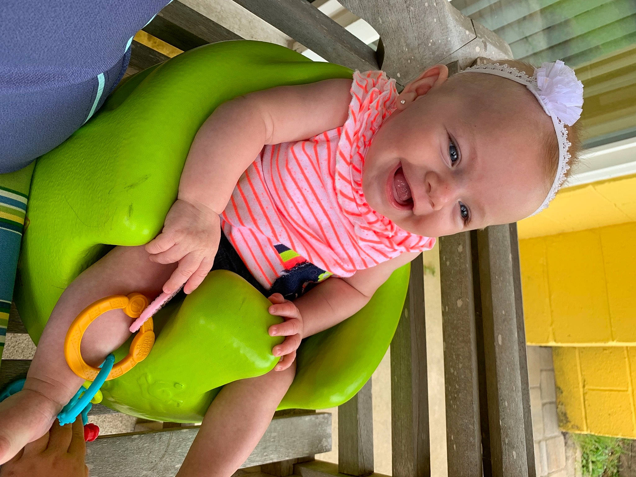 Breonna joined the competition — help win amazing prizes! baby, baby_products, baby_safety, baby_toddler_clothing, child, foot, fun, happy, human_leg, joy, knee, leg, leisure, mouth, nail, person, pink, play, skin, smile